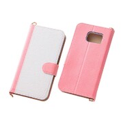 Galaxy S6専用 ブックレザーケース 合皮 バイカラー ピンク/ホワイト RT-SC05GLBC7/PW