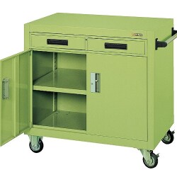 パネルワゴン 天板フラット型 引出し付 サカエ PGW-7A (61-9791-52) パネルワゴン（天板フラット・引出し・扉付） ＰＧＷ－７Ａ