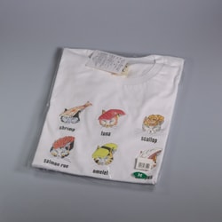 S-3306 [Tシャツ 寿司猫帽子 白 M]