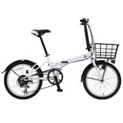 折りたたみ自転車 20型 外装6段変速 ホワイト FIAT FDB206L WH