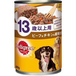 P132 缶 13歳以上用 ビーフ＆チキン＆緑黄色野菜 [犬用 ウェットフード 400g 総合栄養食]