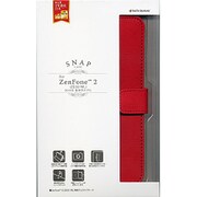 ZenFone 2用 手帳型ケース レザー調ブックタイプ レッド 1712ZEN2
