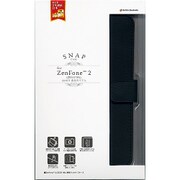 ZenFone 2用 手帳型ケース レザー調ブックタイプ ブラック 1713ZEN2