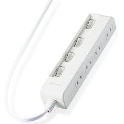 個別スイッチ付 省エネタップ 横挿しタイプ 4個口 2m ホワイト T-E5C-2420WH
