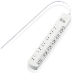 一括＆個別スイッチ付 省エネタップ 6個口 2m ホワイト T-E7A-2620WH