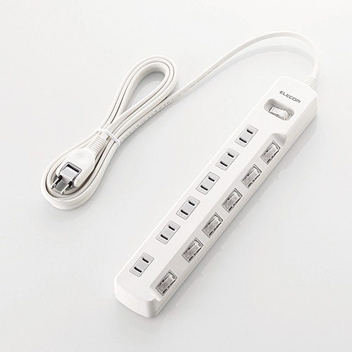 一括＆個別スイッチ付 省エネタップ 6個口 3m ホワイト T-E7A-2630WH