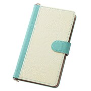 AQUOS ZETA SH-03G用 バイカラー・ブックレザーケース(合皮) ターコイズ/ホワイト RT-SH03GLBC7/TAW