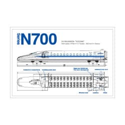鉄道 ポストカード(設計図面) N700系のぞみ