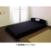 190 [棚 照明付フロアベッド ダブル SGマーク付 国産ボンネルコイルスプリングマットレス付 ブラック]
