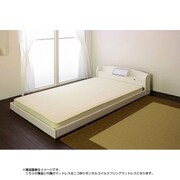 190 [棚 照明付フロアベッド ダブル 二つ折りボンネルコイルスプリングマットレス付 ホワイト]
