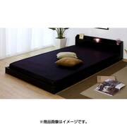 268 [棚 コンセント 照明付フロアベッド ダブル SGマーク付 国産ボンネルコイルスプリングマットレス付 ブラック]