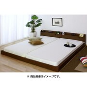 268 [棚 コンセント 照明付フロアベッド キング SGマーク付 国産ボンネルコイルスプリングマットレス付 ブラウン]