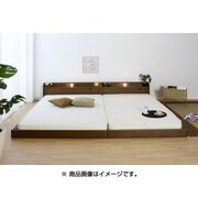 268 [棚 コンセント 照明付フロアベッド WK220 SGマーク付 国産ボンネルコイルスプリングマットレス付 ブラウン]