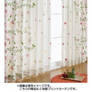 コットンプリントカーテン 2枚組 ピンク ミッキーマウス 100×178cm T-90