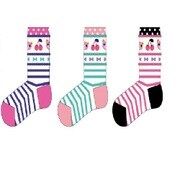 7353905-L [3P 女児 チェリーボーダー クルーソックス]