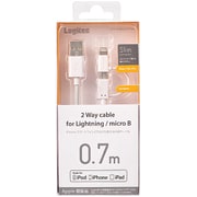 Lightning変換アダプタ付 microUSBケーブル 0.7m ホワイト LHC-AMBLADN07WH