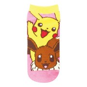 PMSOC221 [レディス靴下 ポケットモンスター ピカチュウ＆イーブイ ピンク]