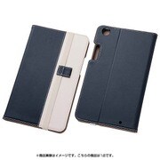 au Qua tab 01専用 バイカラーブックレザーケース(合皮) ネイビー/ホワイト RT-QT01LC7/NW