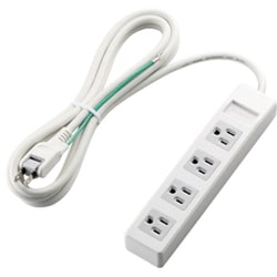 電源タップ 2.5m 3P 4個口 スイングプラグ 白 T-T1A-3425WH