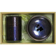 17016-08 [紫古色 茶筒 6半斤 建水 二点揃]