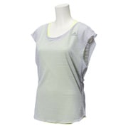 AAC81-AA2630 [蘭 レイヤード半袖Tシャツ レディース Lサイズ クリアオニキス/フローズンイエロー F15]