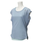 AAC81-AA2631 [蘭 レイヤード半袖Tシャツ レディース Sサイズ グリーンアース F15/フローズングリーンF15]