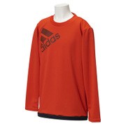 BCT05-AH8121 [キッズ TCOS SPORTS クライマライト ビッグロゴ グラフィックロングTシャツ J120 ボールドオレンジ/ブラック]