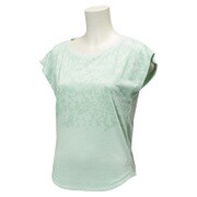 BCY95-AH8299 [フィットネス ヨガ グラフィック フレンチスリーブTシャツ レディース Lサイズ フローズングリーンF15]