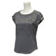 BCY95-AH8301 [フィットネス ヨガ グラフィック フレンチスリーブTシャツ レディース Lサイズ ダークグレイヘザー]
