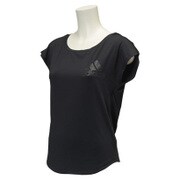 BCZ07-AH8341 [フレンチスリーブTシャツ フィットネス ロゴ レディース Lサイズ ブラック]