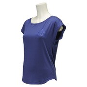 BCZ07-AH8343 [フレンチスリーブTシャツ フィットネス ロゴ レディース Mサイズ ミッドナイトインディゴ F15]