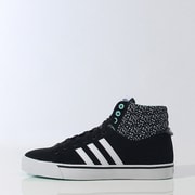 F98601 [スニーカー neo NEOPARK ST MID LEA(ネオパークSTミッド Wレザー) レディース 24.5cm コアブラック/ランニングホワイト/クリアアクア]