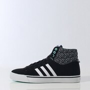 F98601 [スニーカー neo NEOPARK ST MID LEA(ネオパークSTミッド Wレザー) レディース 22.5cm コアブラック/ランニングホワイト/クリアアクア]