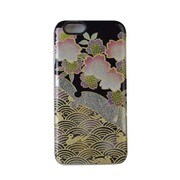 81-B-0002-0 [和柄 iPhone 6/6s 4.7インチ用ケース 波と桜 黒]