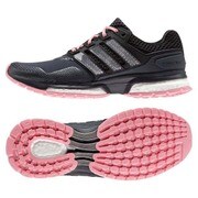 B22995 [ランニングシューズ response boost 2 TF(レスポンスブースト2 テックフィット) レディース 23.5cm ダークグレー/コアブラック/スーパーポップ F15]