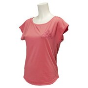 BCZ07 AH8344 [フィットネス ロゴ フレンチスリーブTシャツ レディース Lサイズ スーパーピンク F15]