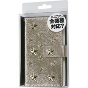 271 [多機種対応 スタッズブック型ケース シャンパンゴールド]