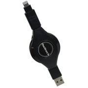 USB-microUSB Lightning変換コネクタ付 巻取り式ケーブル 1.2m ブラック OWL-CBRJD12SPLT-BK