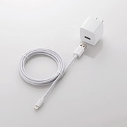 LightningAC充電器 2.4A出力 CUBE型 ケーブル同梱 1.5m ホワイト LPA-ACUES150WH