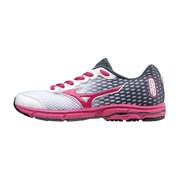 K1GC152531 [ランニングシューズ WAVE RIDER 18 Jnr．（ウエーブライダー 18 Ｊｎｒ．） キッズ 25.0cm ホワイト×ピンク]