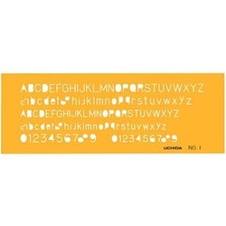 テンプレート 英字数字定規 NO-1 オレンジ 1-843-1001