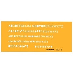 テンプレート 英字数字定規 NO-2 オレンジ 1-843-1002