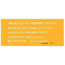 テンプレート 英字数字定規 NO-5 オレンジ 1-843-1005
