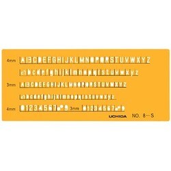 テンプレート 英字数字定規 NO-8S オレンジ 1-843-1018