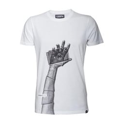t-shirt snapographer white L [レンズキャップポケット付き Tシャツ サイズL ホワイト]
