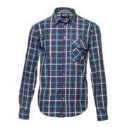 レンズキャップポケット レンズクロス付き 長袖シャツ サイズL ブルー l/s shirt blue tone blue check L