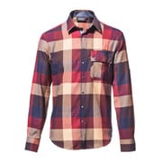 レンズキャップポケット レンズクロス付き 長袖シャツ サイズL ブラウン l/s shirt laid back brown check L