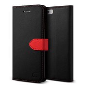 iPhone 6 Plus 5.5インチ用Saffiano Diary 手帳型 PUレザーケース スタンド機能付 ブラック