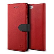 iPhone 6 Plus 5.5インチ用Saffiano Diary 手帳型 PUレザーケース スタンド機能付 レッド