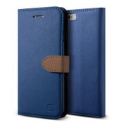 iPhone 6 4.7インチ用Saffiano Diary 手帳型 PUレザーケース スタンド機能付 ダークブルー